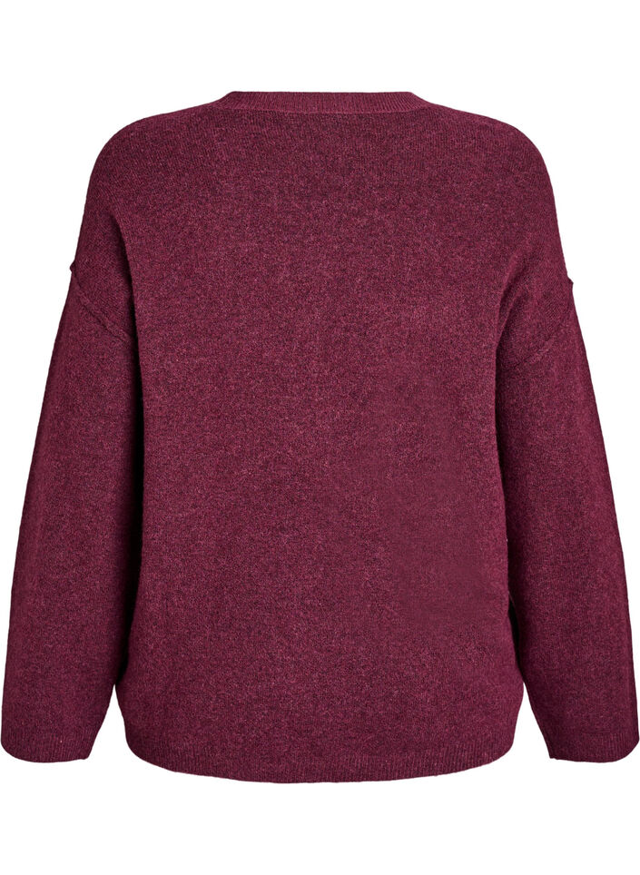 Luzny sweter z dzianiny z widocznymi szwami, Ciemnobordowy, Packshot image number 1