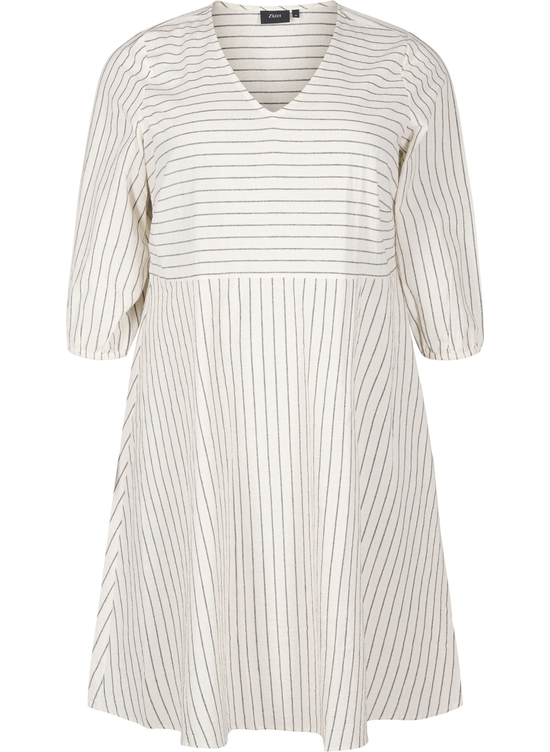 Sukienka do kolan z paskami i rekawami 3/4