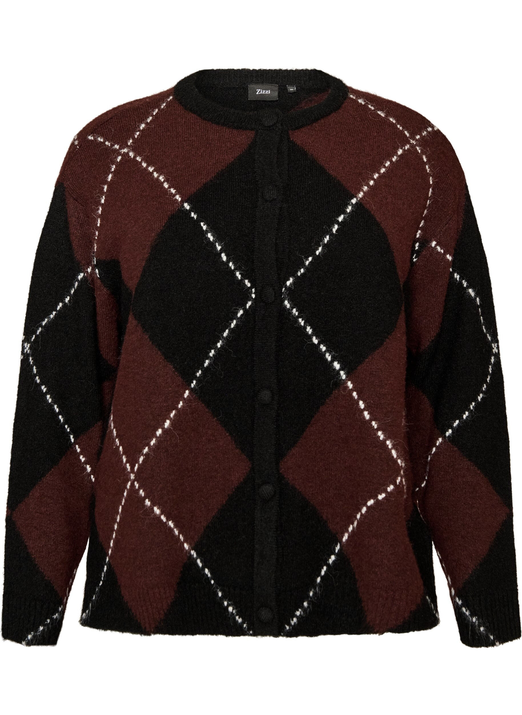 ZizziKardigan w krate argyle, Czarne, Packshot image number 0