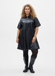 Krótka sukienka ze sztucznej skóry o kroju litery A, Czarne, Model image number 1
