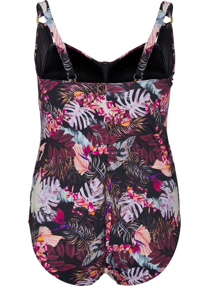 Usztywniany kostium kapielowy z nadrukiem, Czerwony, Packshot image number 1