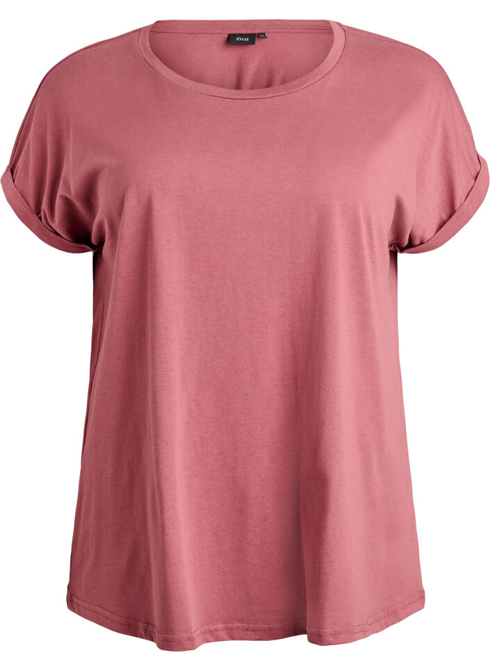T-shirt z kr&oacute;tkim rekawem w mieszance bawelny, R&oacute;żowy, Packshot image number 0