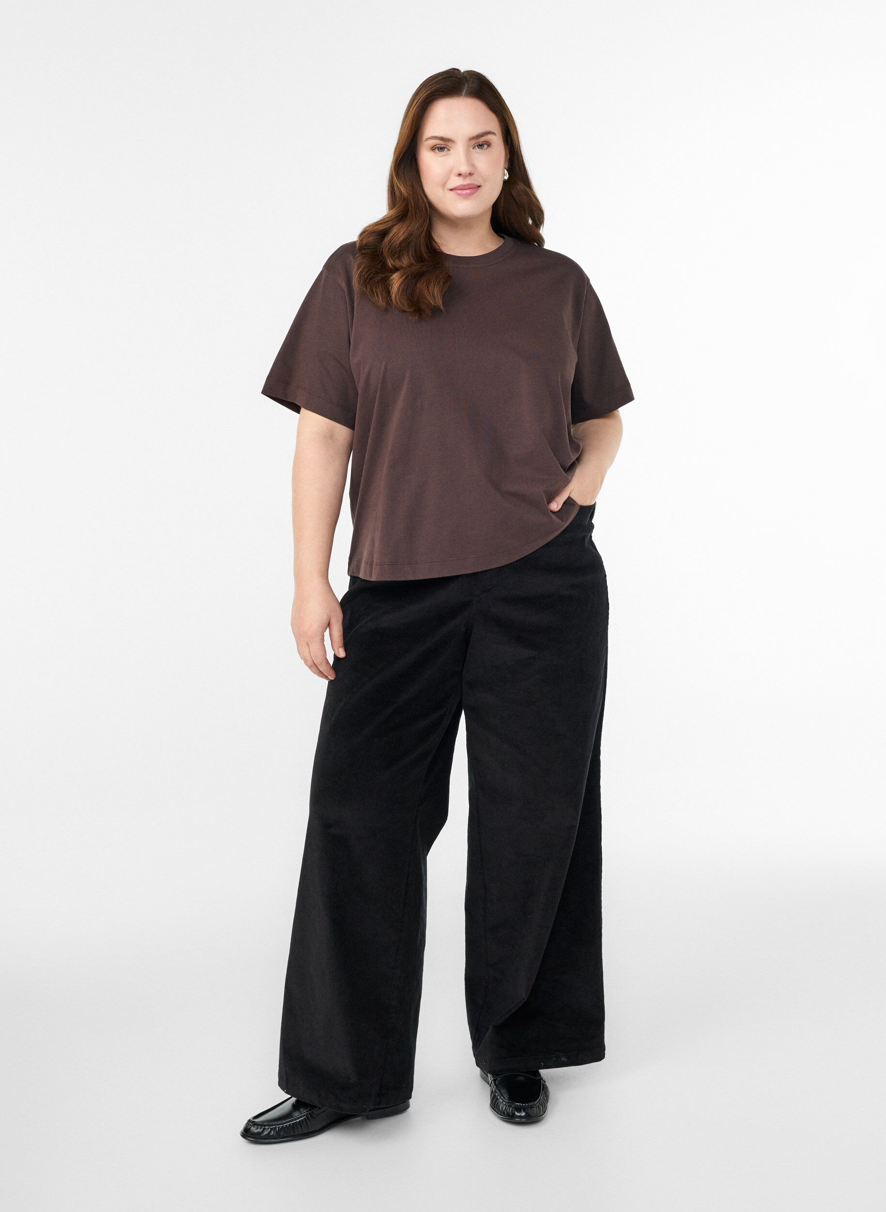 Zizzi Boxy t-shirt bawelniany, Brązowy, Model image number 1