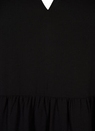 Rozszerzana, odcinana sukienka z krótkim rekawem, Black, Packshot image number 2