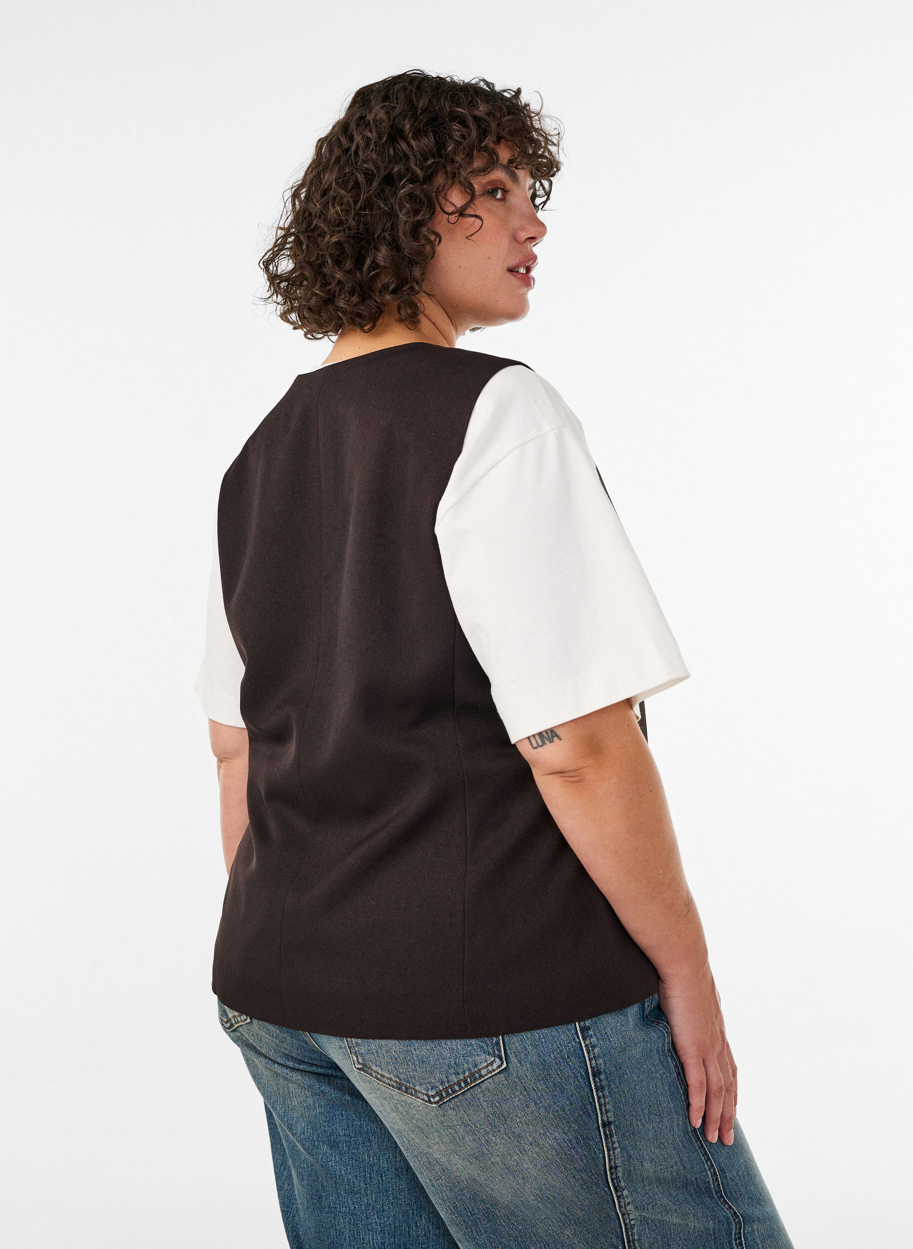 ZizziKamizelka zapinana na guziki, Brązowy, Model image number 2