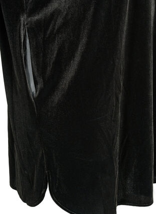  Welurowa sukienka z dlugim rekawem i dekoltem w szpic, Black, Packshot image number 3