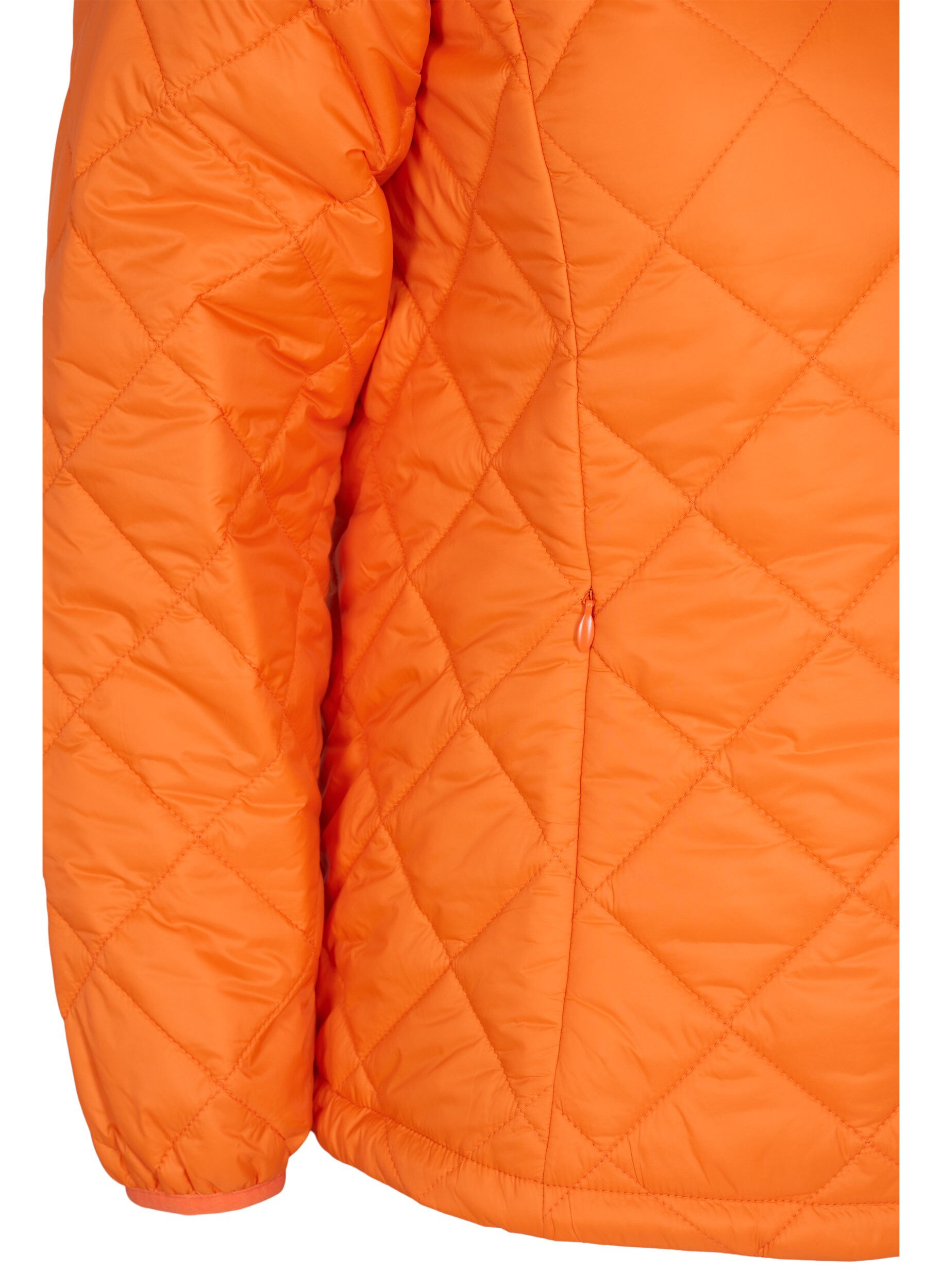 Zizzi Lightweight quilted jacket with zip and pockets, Mandarin Orange, Packshot image number 3