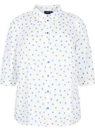 Bluzka koszulowa z rekawem 3/4, Bright White Heart, Packshot image number 0