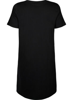 Koszula nocna z bawelny organicznej z dekoltem w szpic (GOTS), Black Offline, Packshot image number 1
