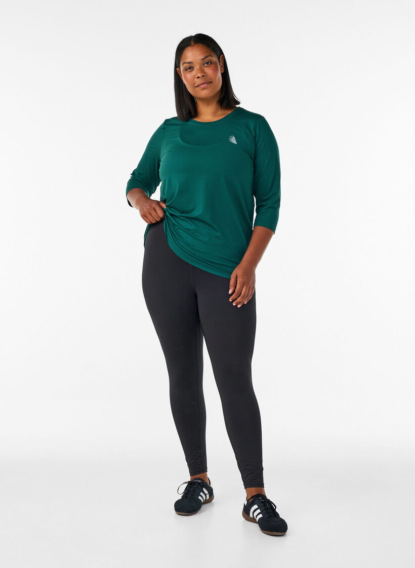 Sportowy top z rekawami 3/4, Zielony, Model image number 1