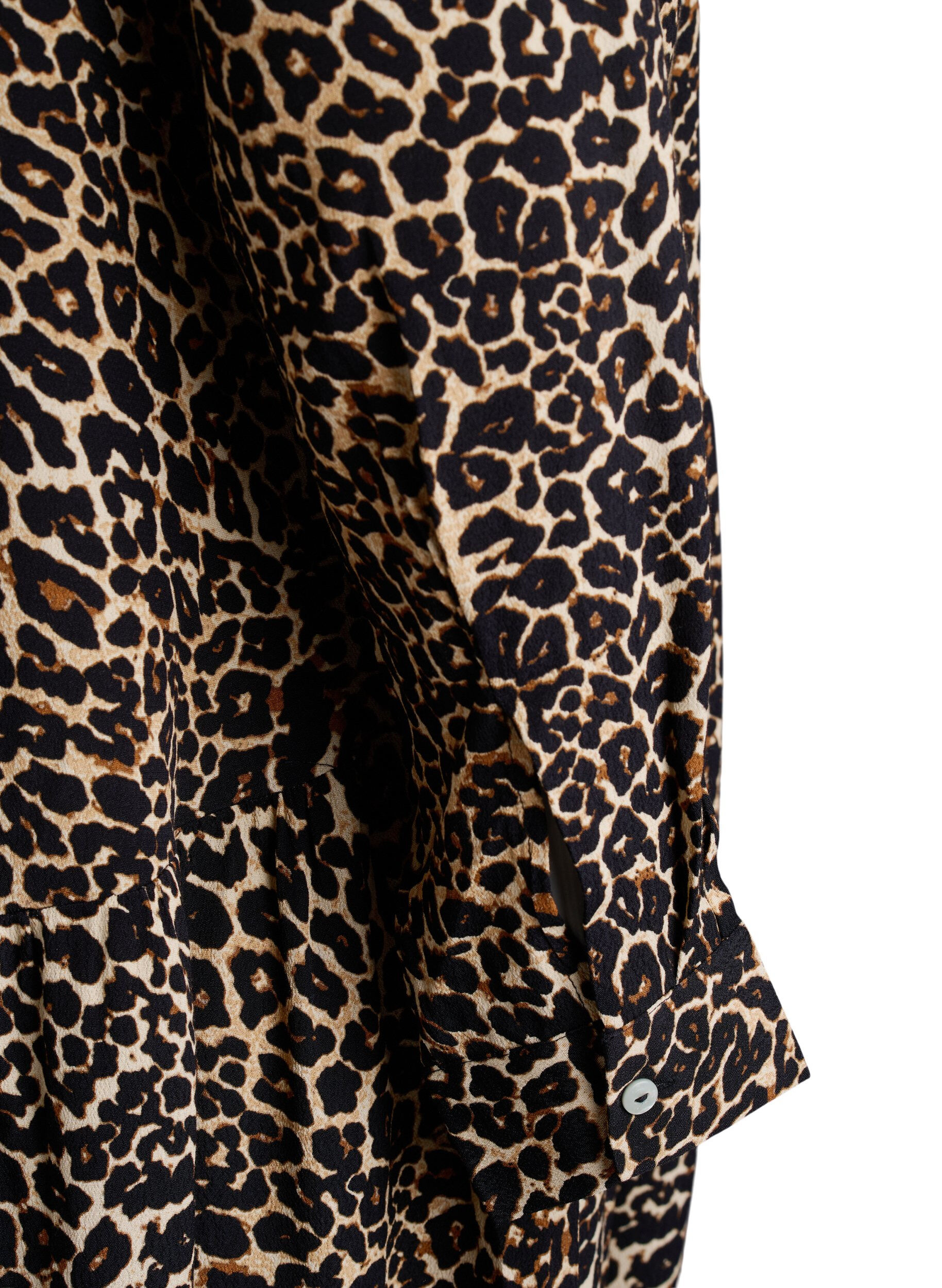 Zizzi Wzorzysta wiskozowa sukienka midi z dlugim rekawem, Brązowy, Packshot image number 3