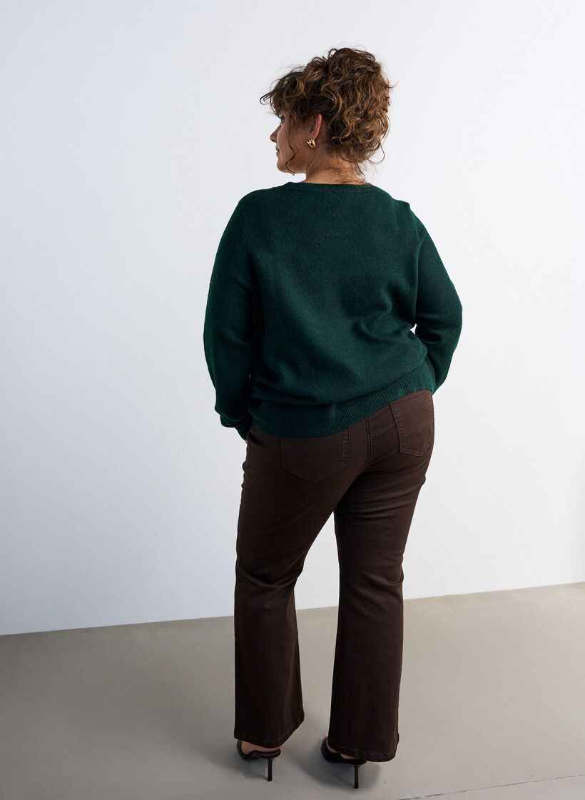 Sweter ze zlota kokardka, Zielony, Model image number 2
