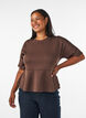 Bluzka peplum z rekawami do lokcia, Brązowy, Model image number 0