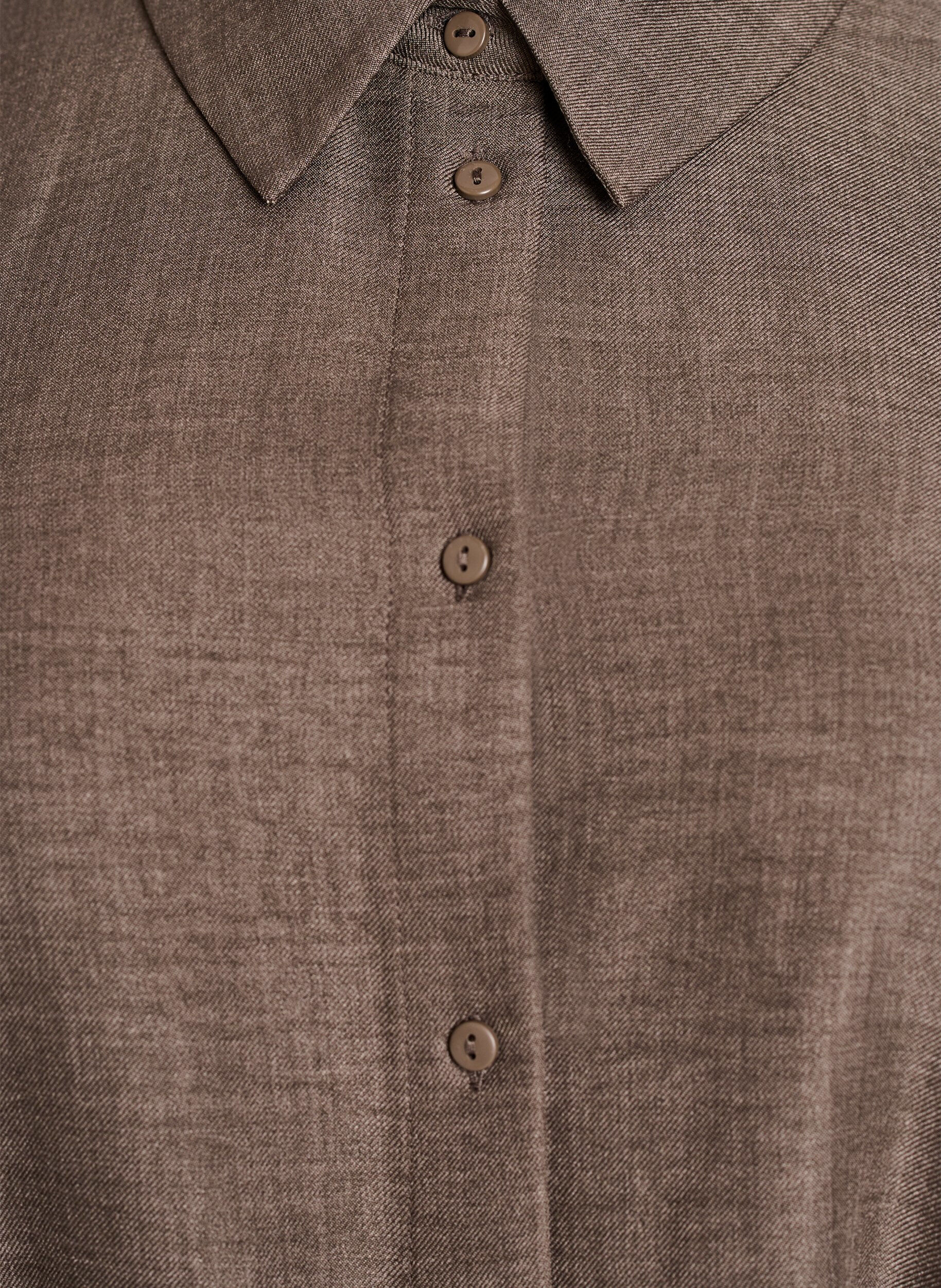 Zizzi Sukienka koszulowa do kolan z wiazanym paskiem, Brązowy, Packshot image number 2