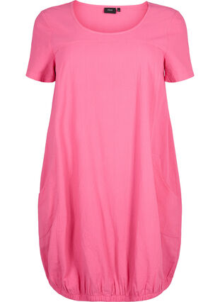 Bawelniana sukienka z krótkim rekawem, Shocking Pink, Packshot image number 0