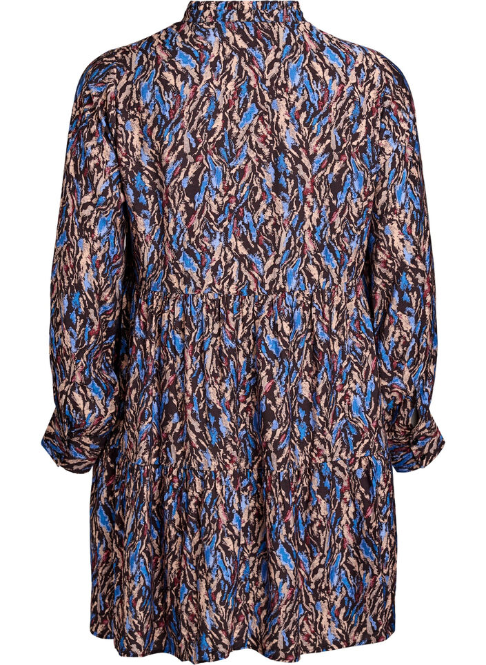 Sukienka w kroju A z falbanka na kolnierzu, Niebieskie, Packshot image number 1