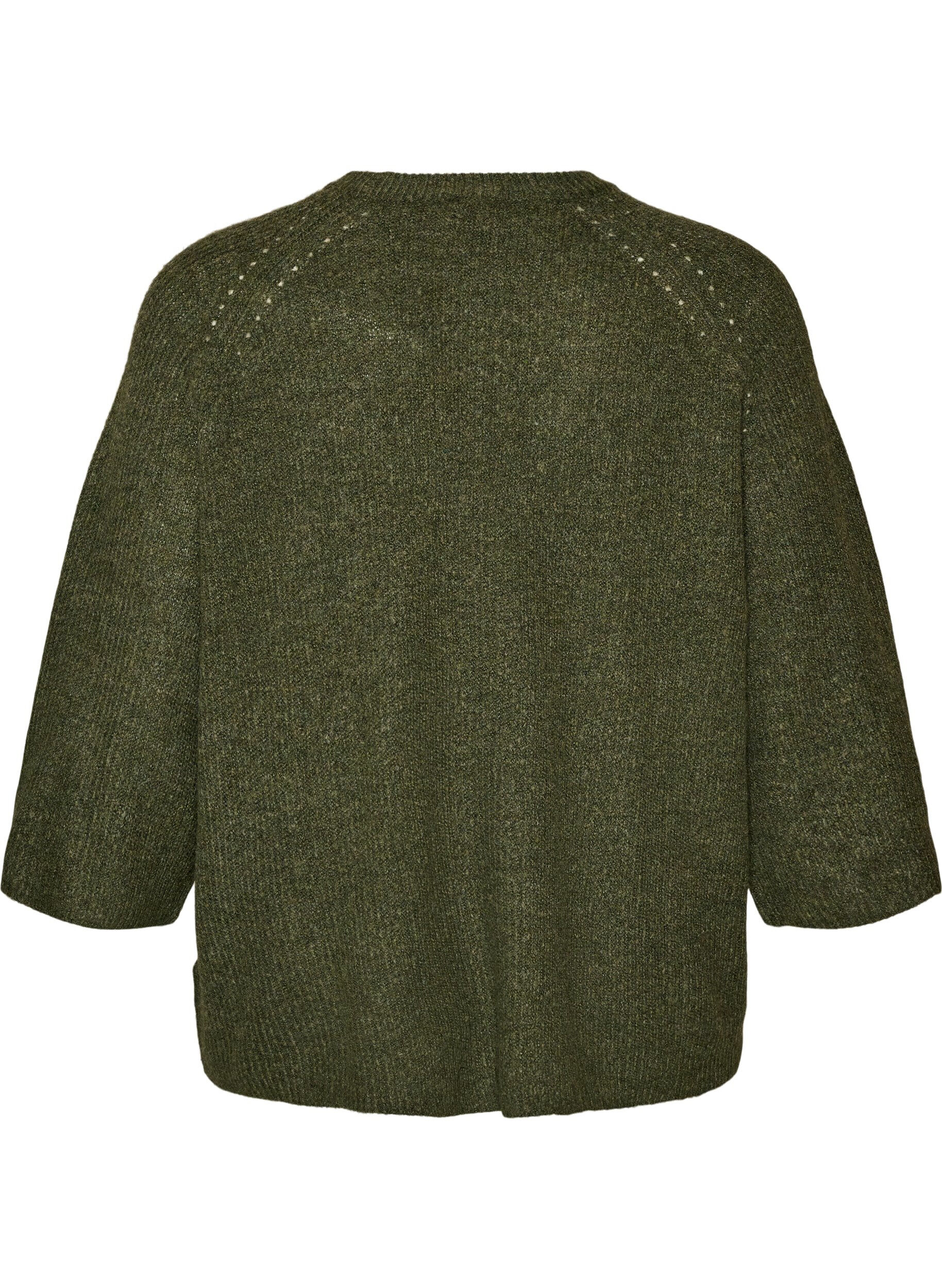 ZizziPrazkowany sweter z rekawami 3/4, Zielony, Packshot image number 1