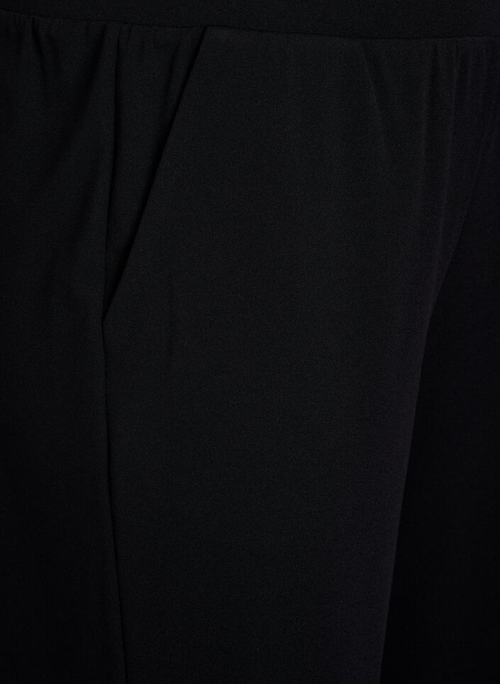 Spodnie 3/4 o luznym kroju z wysokim stanem, Czarne, Packshot image number 2
