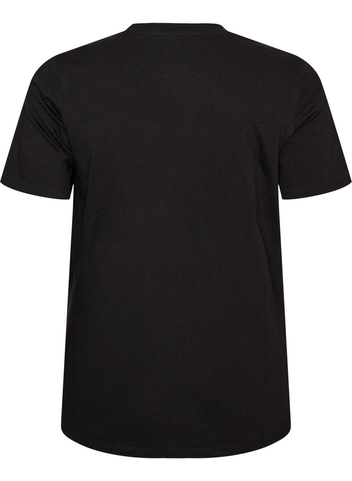 Bawelniany T-shirt z napisem, Czarne, Packshot image number 1