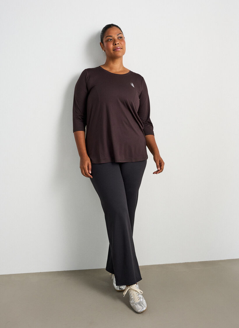 Sportowy top z rekawami 3/4, Brown, Model image number 1