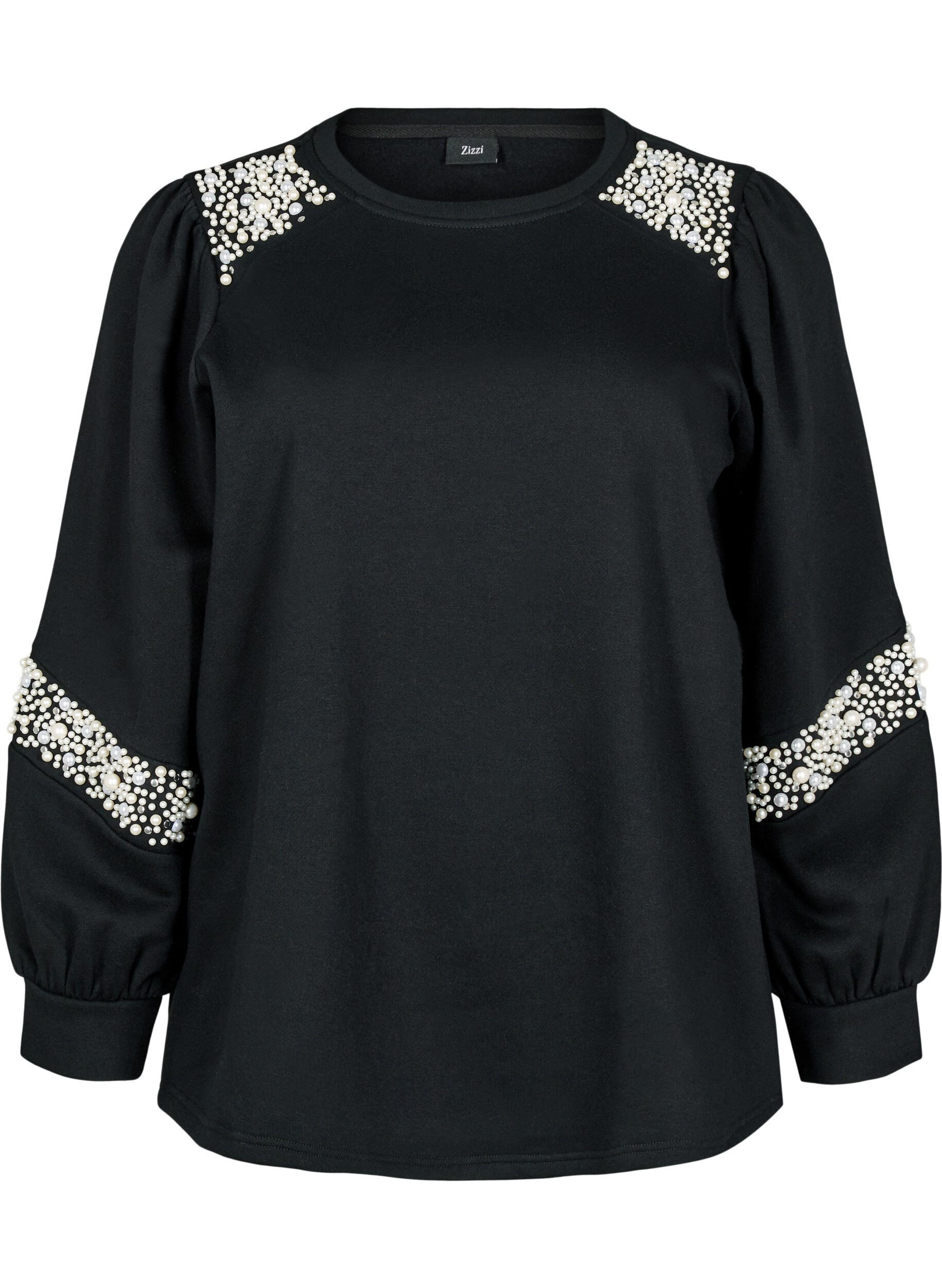 Zizzi Bluza z perlowymi detalami, Black, Packshot image number 0