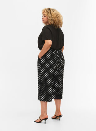 Spodnie culotte z nadrukiem, Black w. Dots, Model image number 1