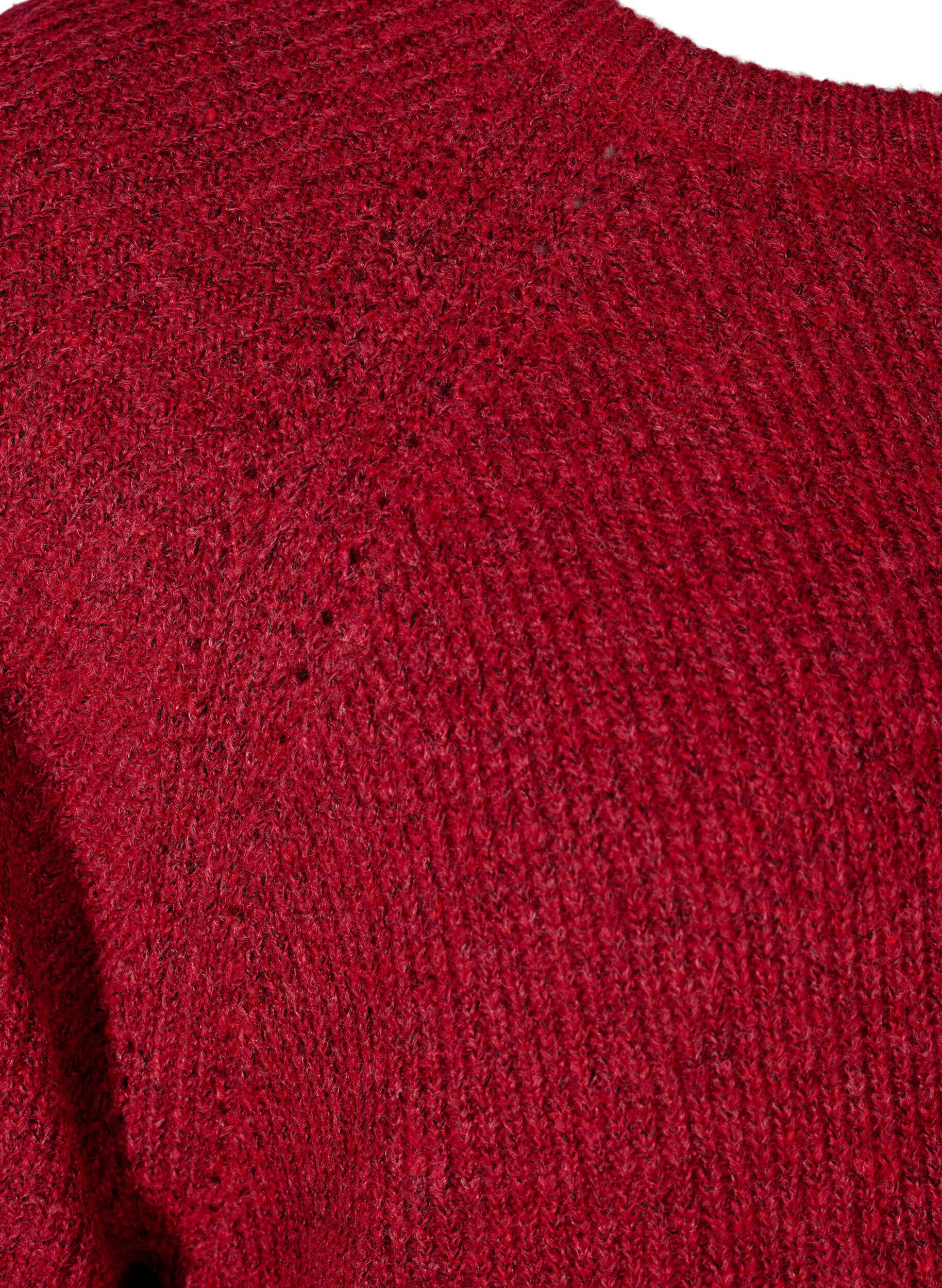 ZizziPrazkowany sweter z rekawami 3/4, Czerwony, Packshot image number 3