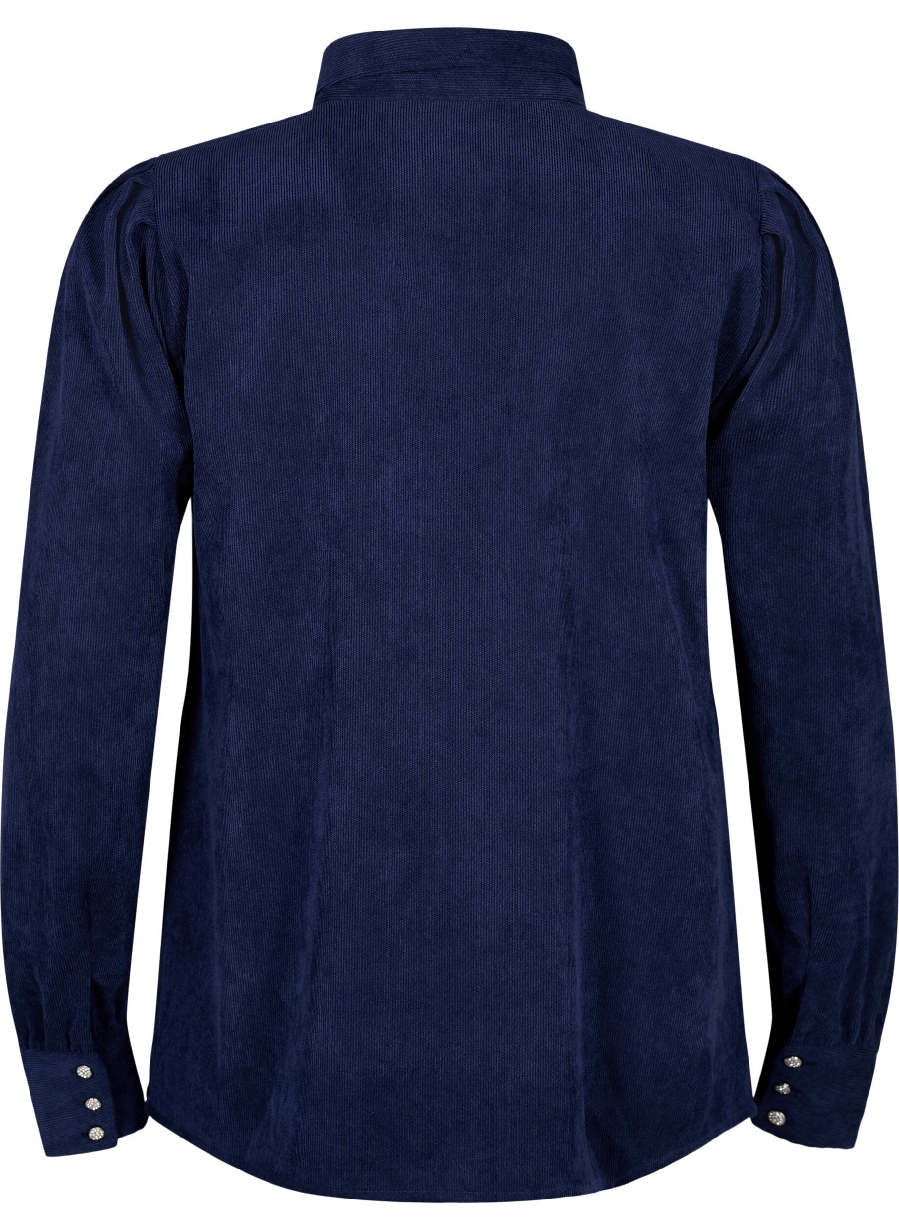 Zizzi Aksamitna koszula z guzikami ze strasu, Medieval Blue, Packshot image number 1