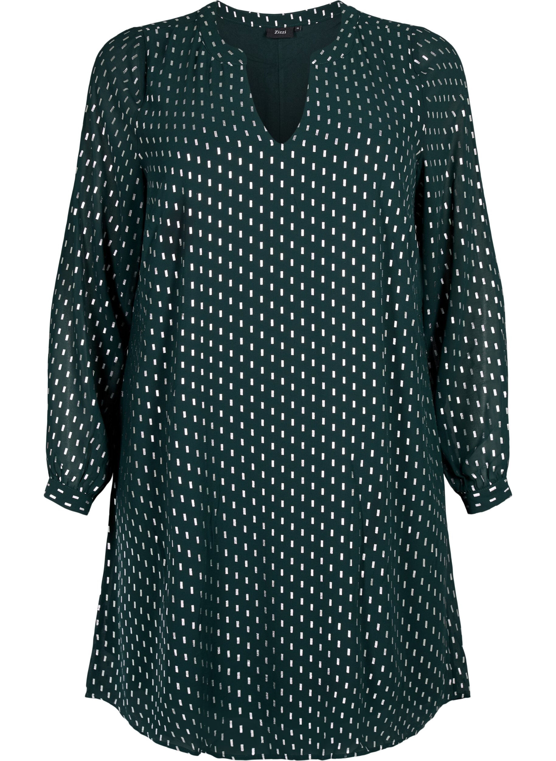 Zizzi Sukienka z dlugimi rekawami i foliowym nadrukiem, Scarab w. Silver, Packshot image number 0