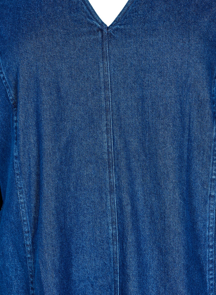 Krótka dzinsowa sukienka z rekawami 3/4, Niebieskie, Packshot image number 2