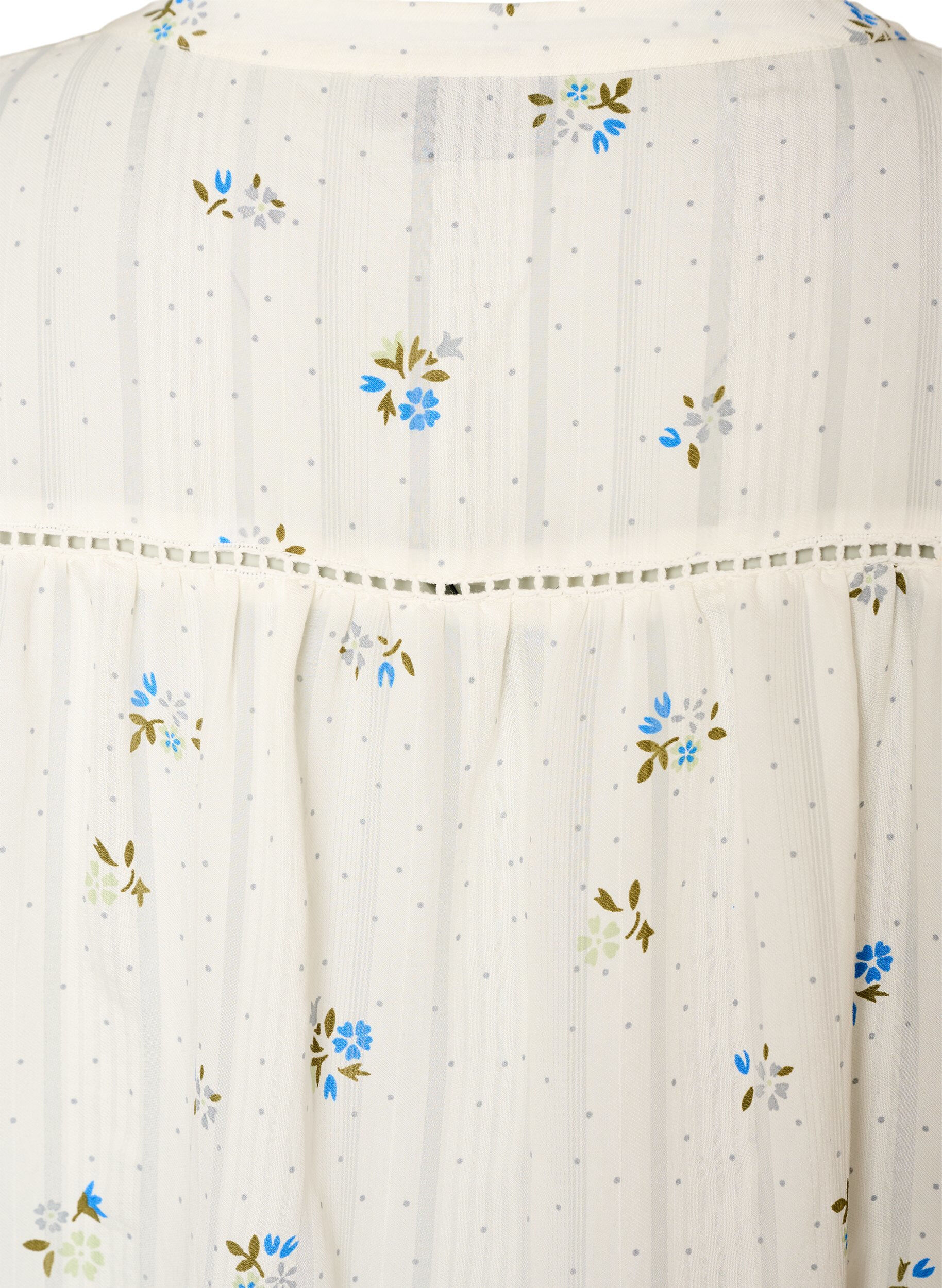 ZizziKr&oacute;tka, trapezowa sukienka z wiskozy z koronkowym wykonczeniem, Biały, Packshot image number 3