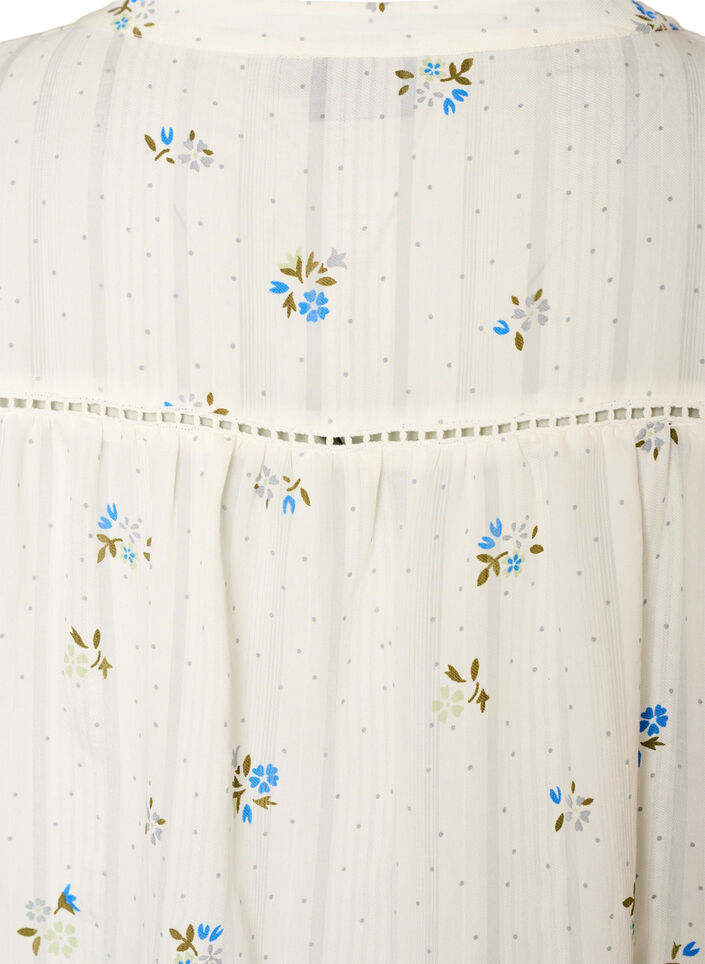 Kr&oacute;tka, trapezowa sukienka z wiskozy z koronkowym wykonczeniem, Biały, Packshot image number 3