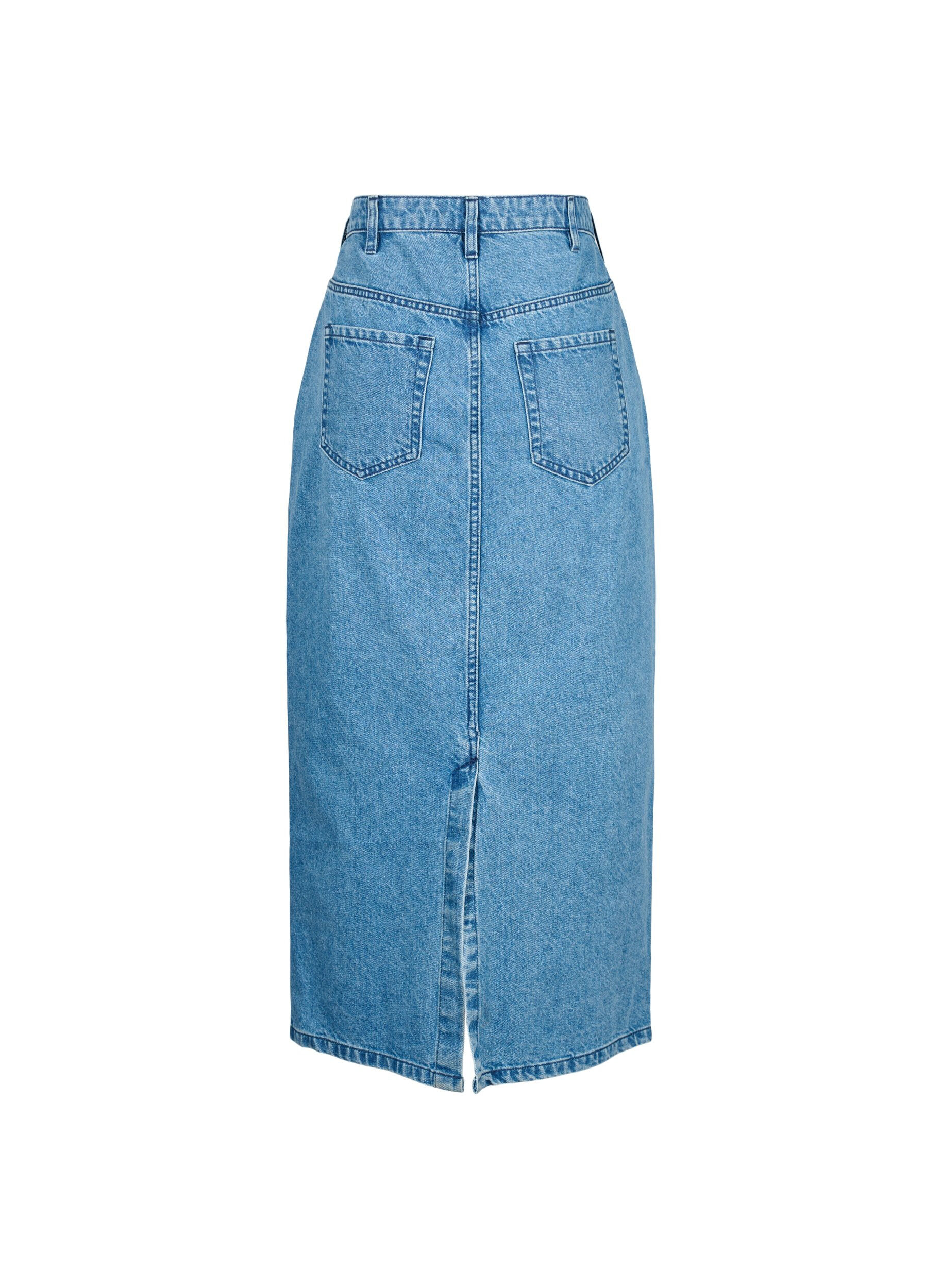 Zizzi Sp&oacute;dnica dzinsowa o dlugosci midi z rozcieciem z tylu, Denim Blue, Packshot image number 1