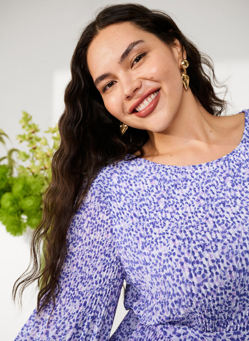 Kwiecista plisowana sukienka ze sznurkiem, Small Flower AOP, Image image number 0