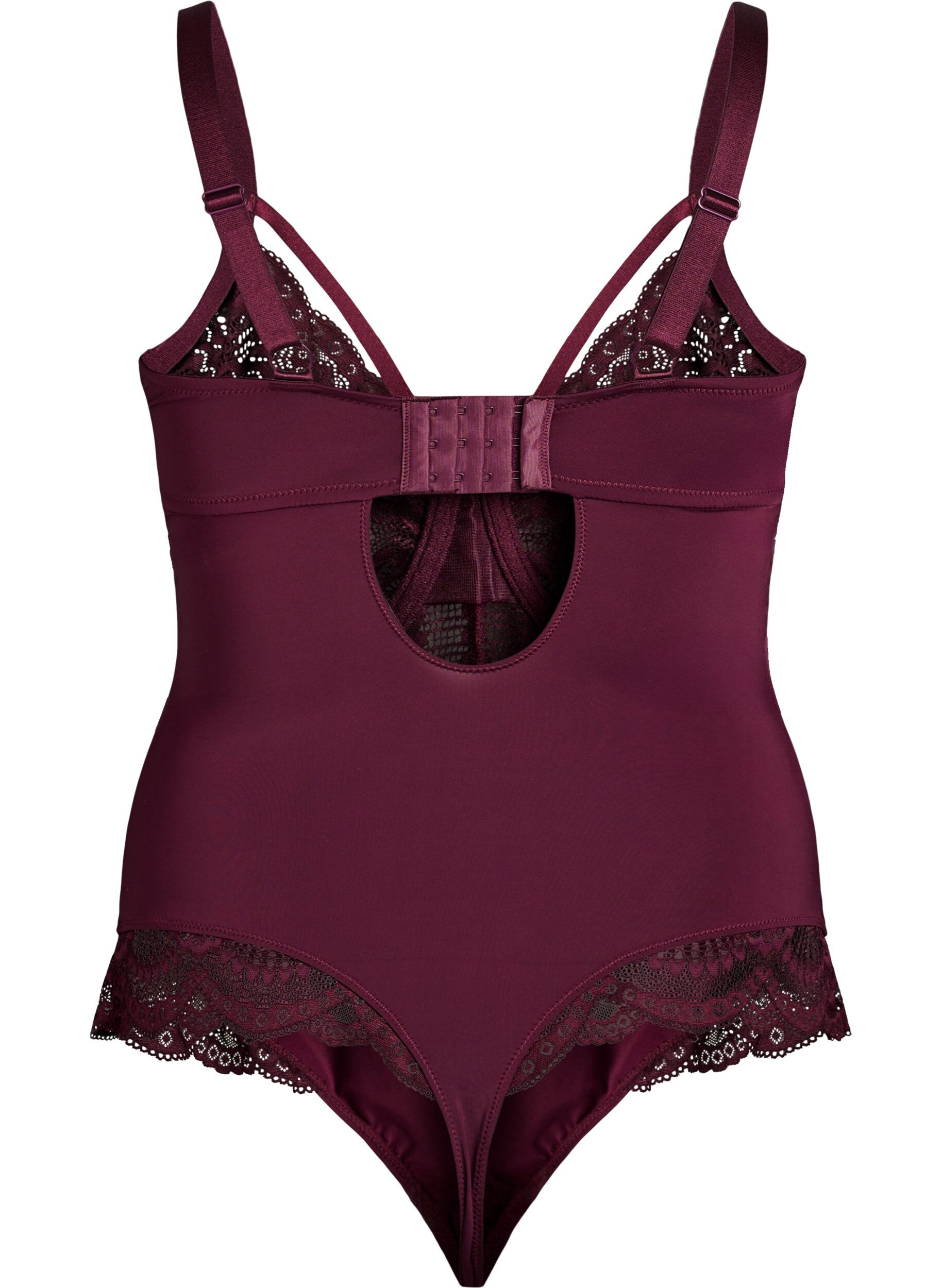 ZizziKoronkowe body z fiszbinami i ozdobnymi paseczkami, Czerwony, Packshot image number 1