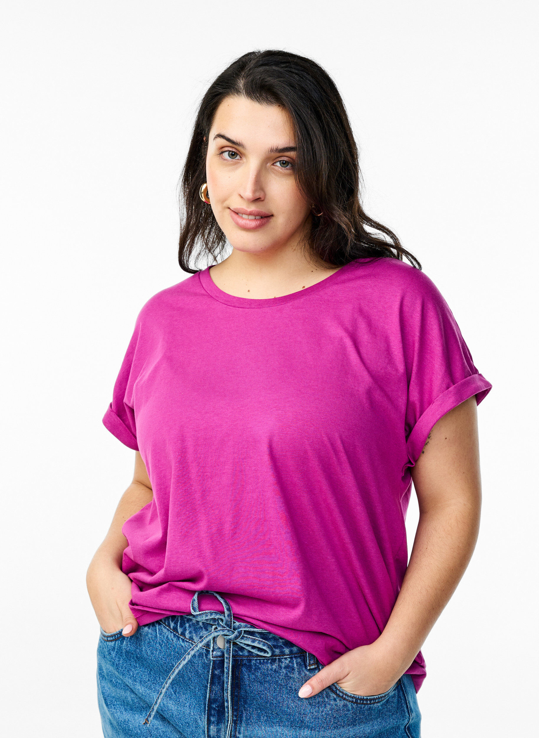 ZizziT-shirt z kr&oacute;tkim rekawem z mieszanki bawelny, Fioletowy, Model image number 0
