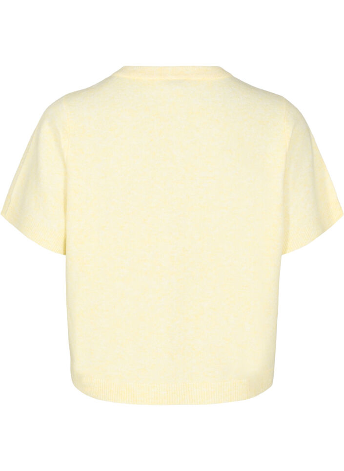 Dzianinowy kardigan z krótkim rekawem, Żółty, Packshot image number 1