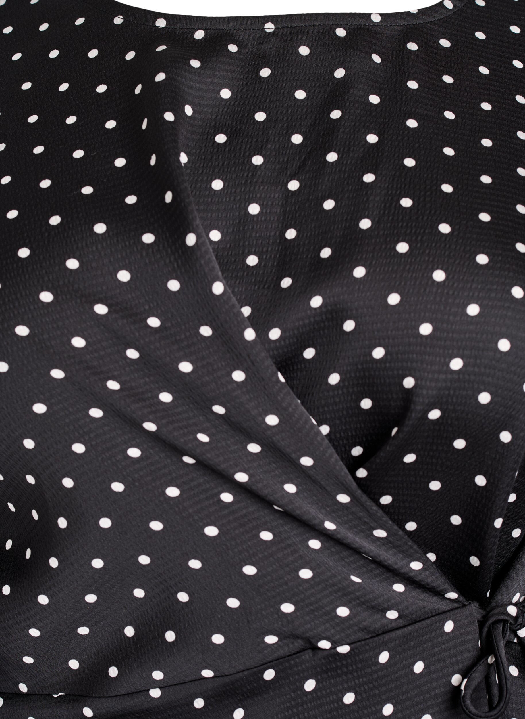 ZizziBluzka Polka dot z wiazaniami i 3/4-sleeves, Czarne, Packshot image number 2