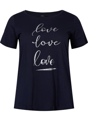 Bawelniana koszulka z krótkimi rekawami i nadrukiem, Night Sky Love Love, Packshot image number 0