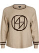 Sweter z logo i kontrastowymi paskami, Beżowy, Packshot image number 0