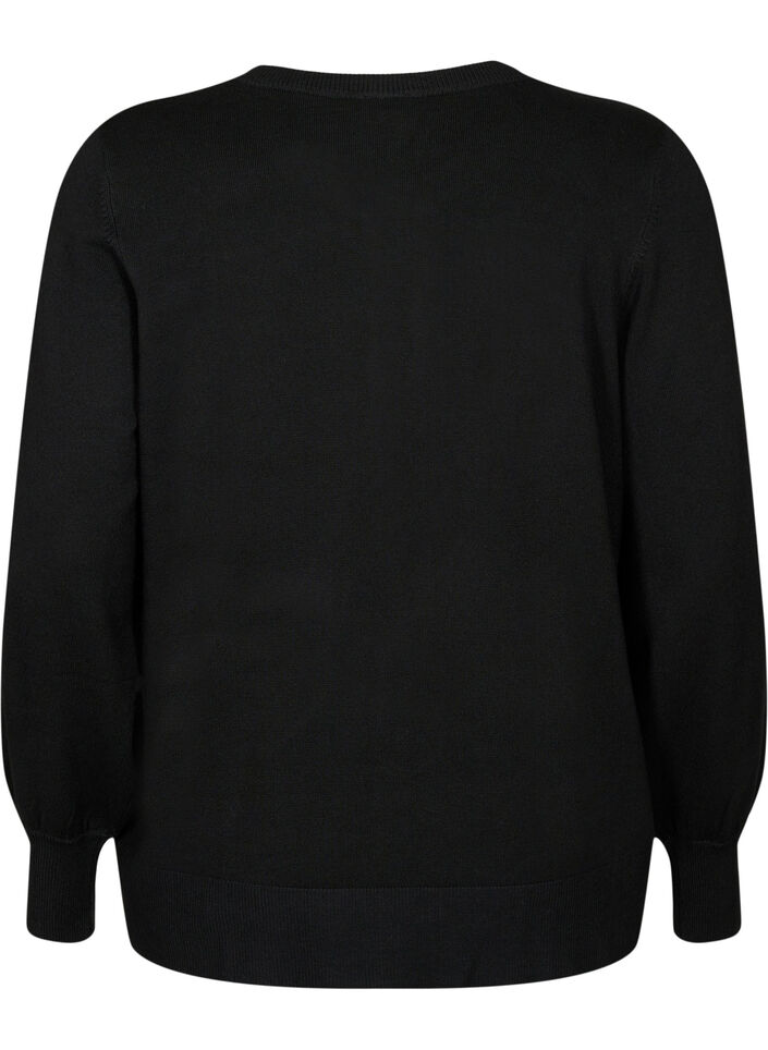 Dzianinowy kardigan z okraglym dekoltem i guzikami, Czarne, Packshot image number 1