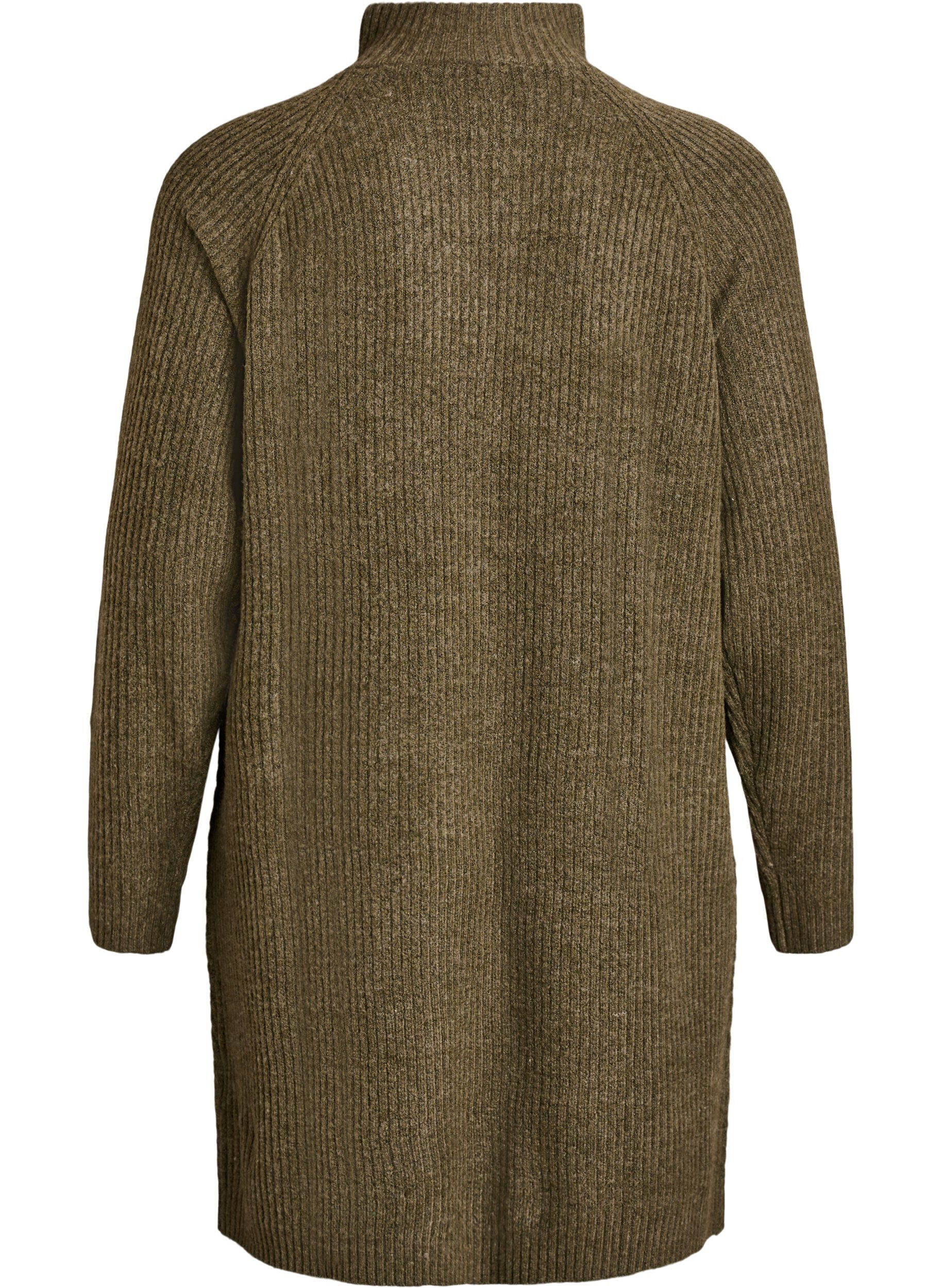 Zizzi Sukienka z wysokim kolnierzem, wykonana z dzianiny, siegajaca do kolan, Zielony, Packshot image number 1