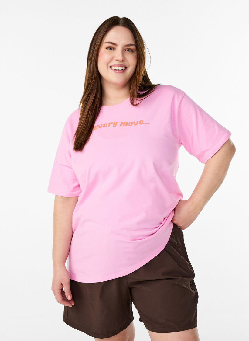 Sportowa koszulka z bawelny organicznej, R&oacute;żowy, Model image number 0