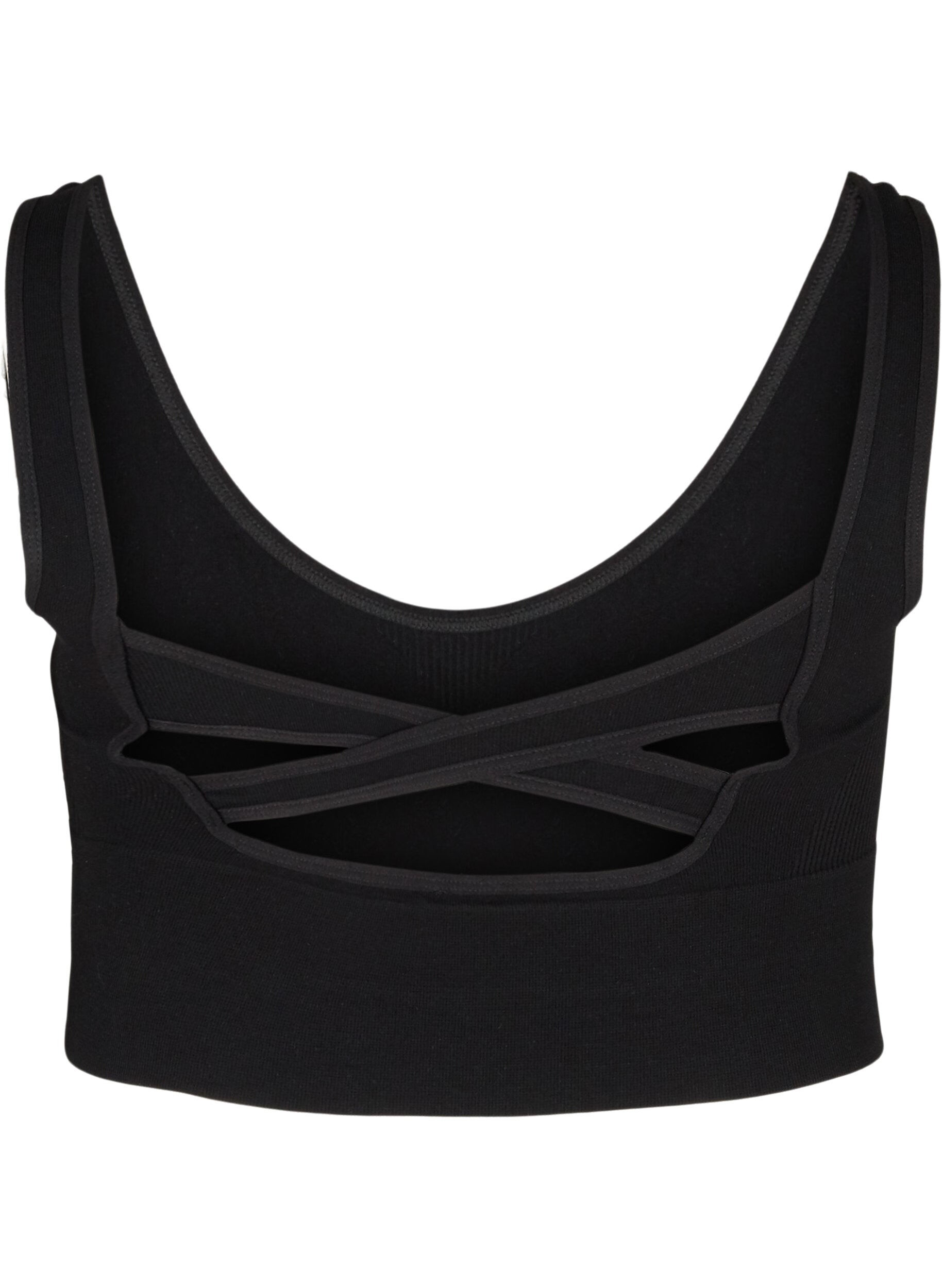 Zizzi Plain crossback sports bra, Black, Packshot image number 1