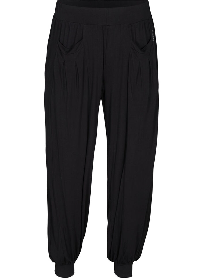 Loose viscose trousers with pockets, Black, Packshot image number 0