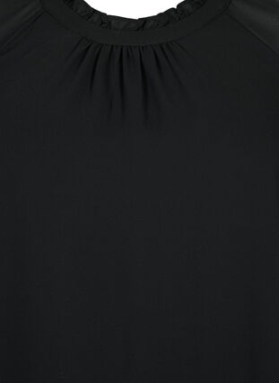 Bluzka z asymetrycznym rabkiem i rekawem 3/4, Black, Packshot image number 2