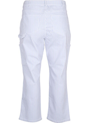  Jeansowe bojówki w paski o prostym kroju, Blue White Stripe, Packshot image number 1