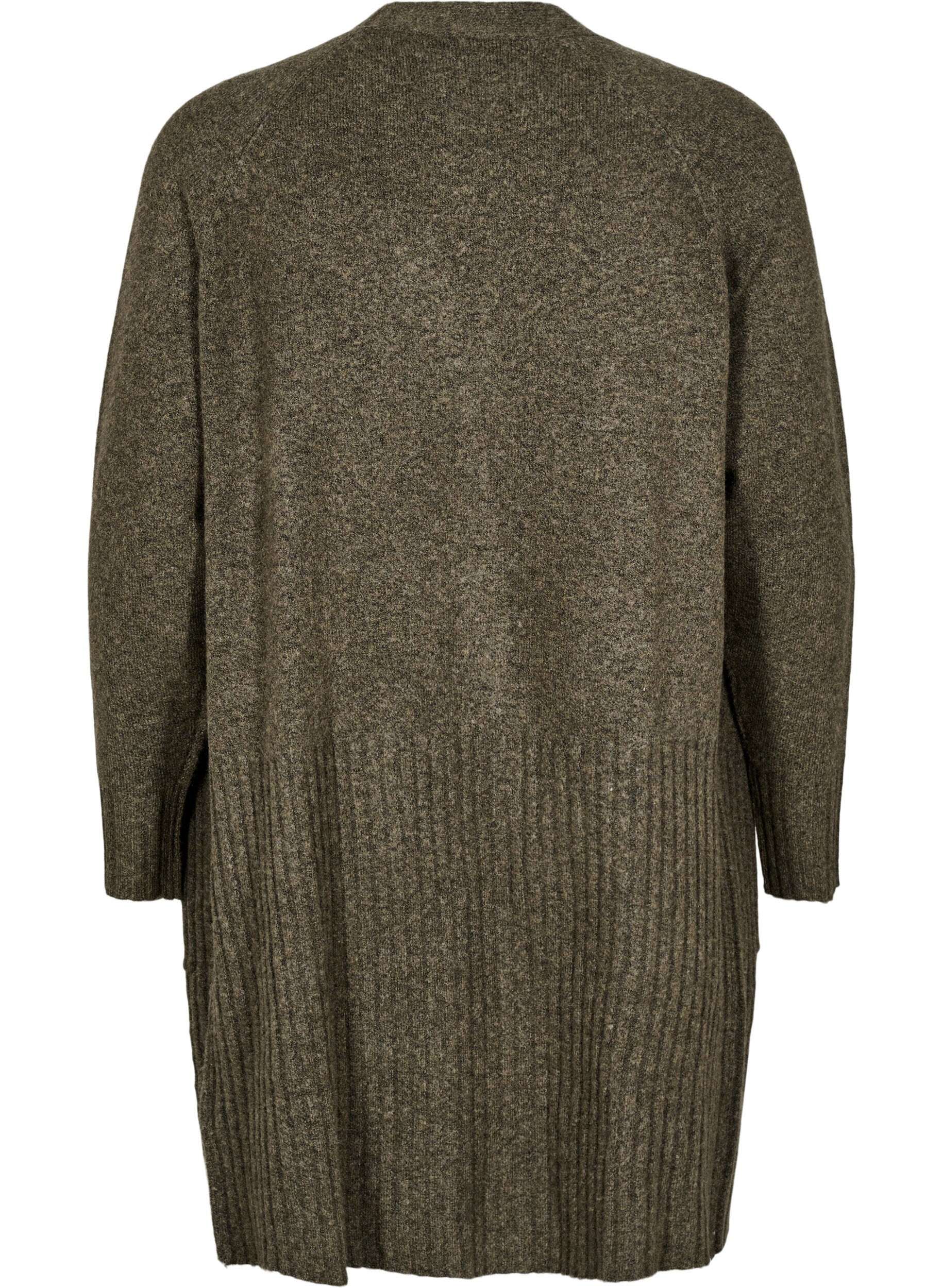 Zizzi Dlugi kardigan z kieszeniami, Sea Turtle Mel., Packshot image number 1