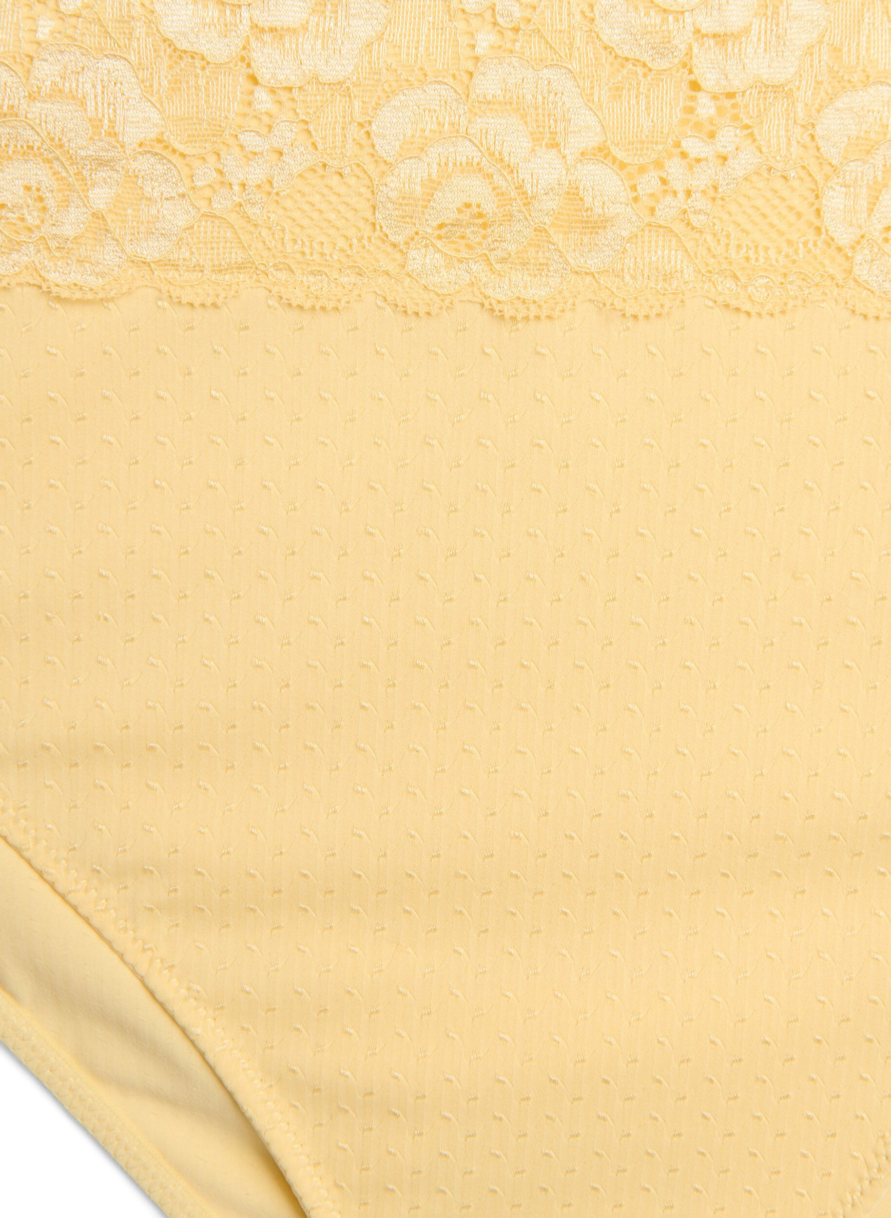 Zizzi Majtki typu tai z faktura dobby i koronkowym wykonczeniem, Ż&oacute;łty, Packshot image number 2