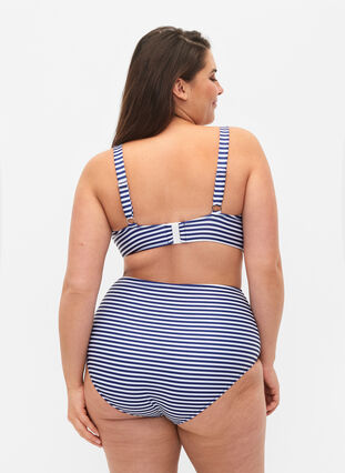 Dól bikini w paski z wysokim stanem, Blue Striped, Model image number 1